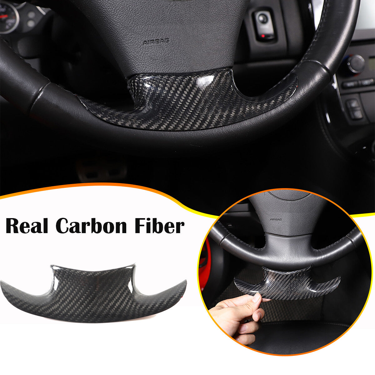 Real Carbon Fiber Steering Wheel Lower Cover Trim For Corvette C6 2005-2013 1
