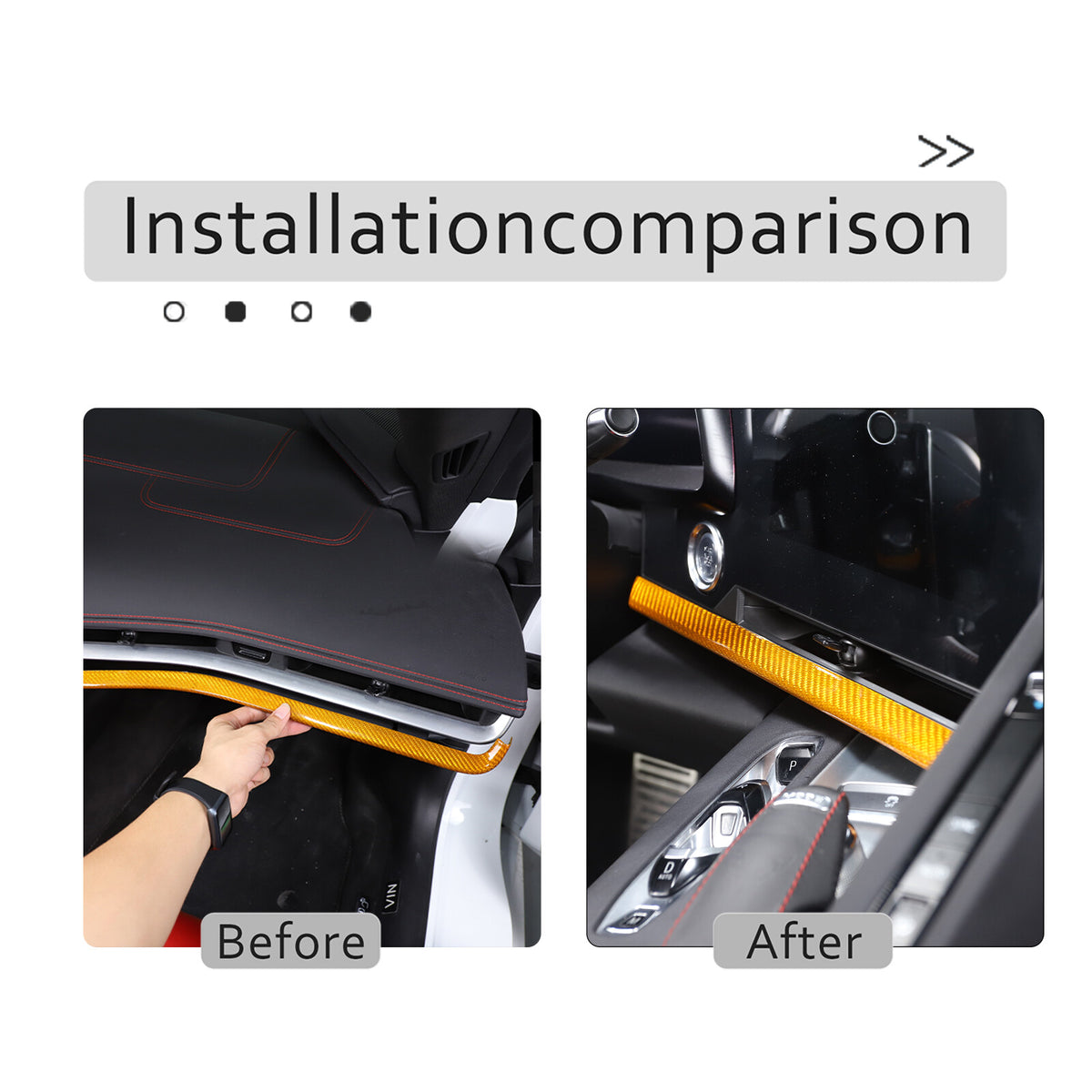 Yellow Real Carbon Fiber Console Dashboard Panel Trim For Corvette C8 Z51 20-25 8