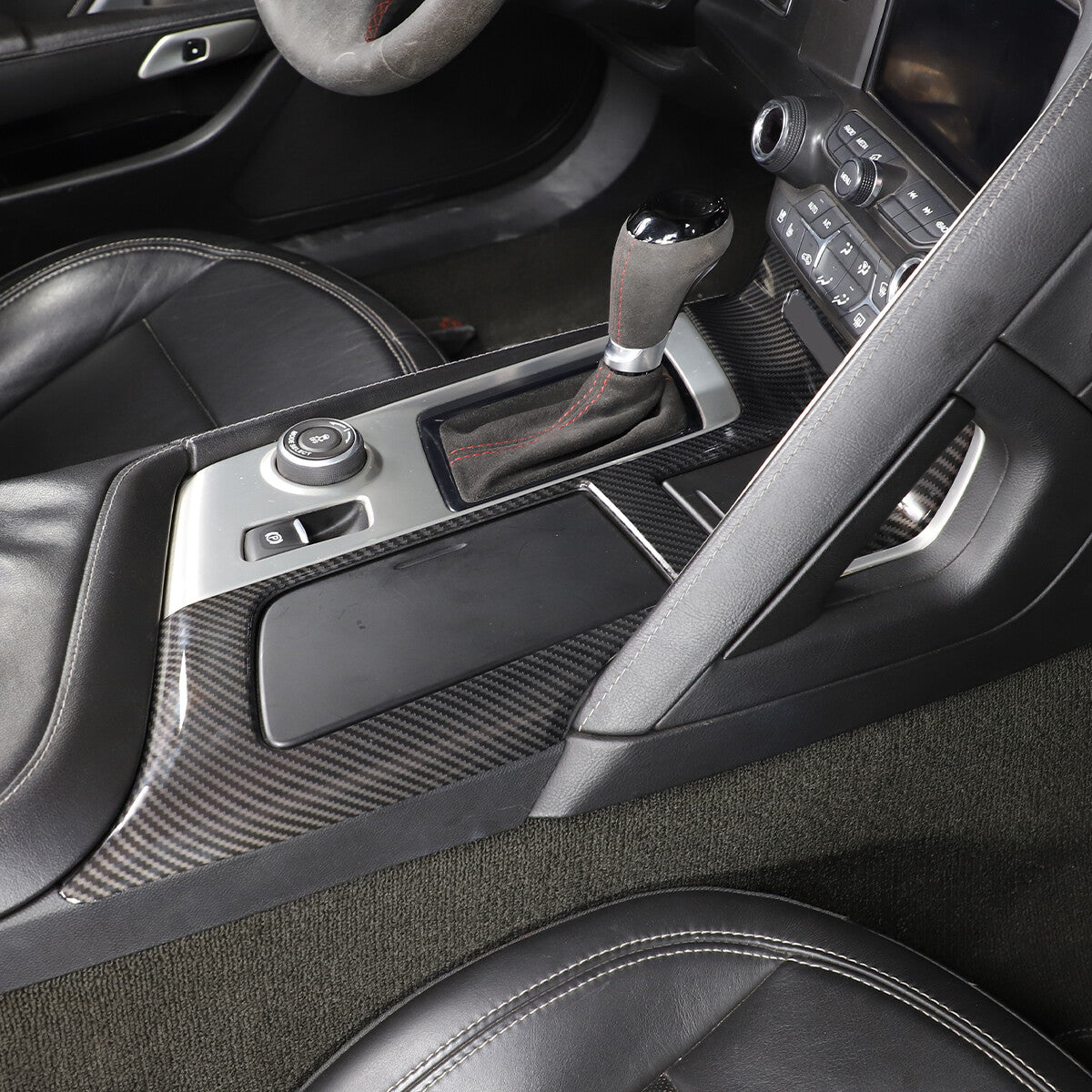 4pcs Carbon fiber Gear Shift Panel Grab Handle Cover For Corvette C7 2014-2019 7