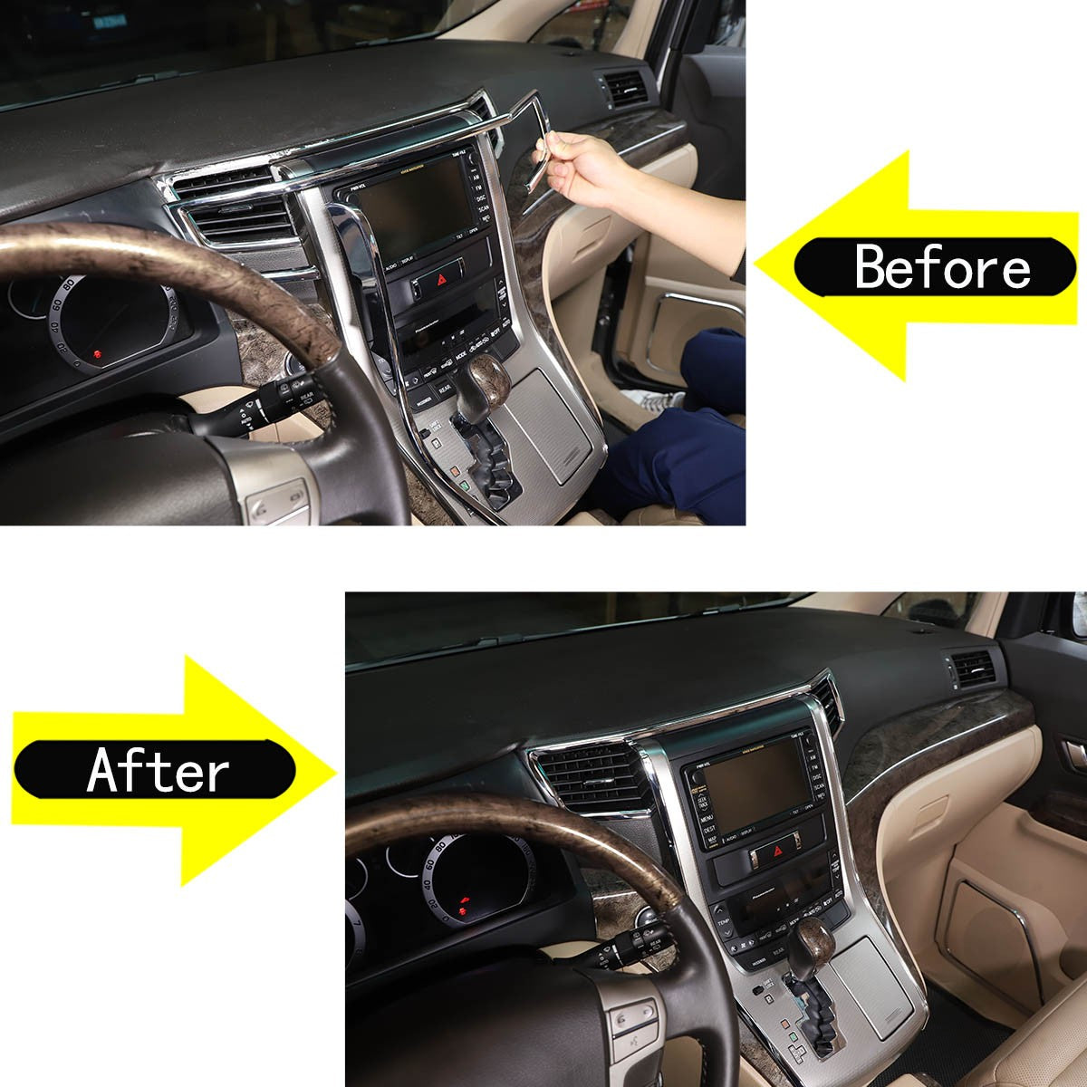 ABS Silver Center Console Air Vent Trim For Toyota Alphard 2011-2014 11