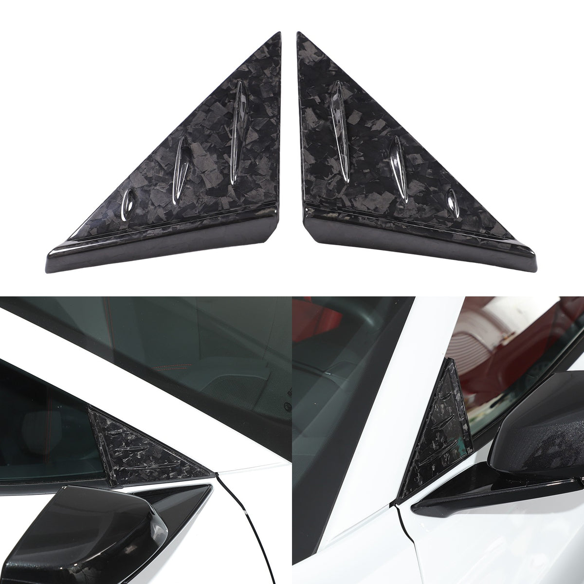 Forged Real Carbon Fiber A-Pillar Triangle Trim Cover For Corvette C8 2020+ 24