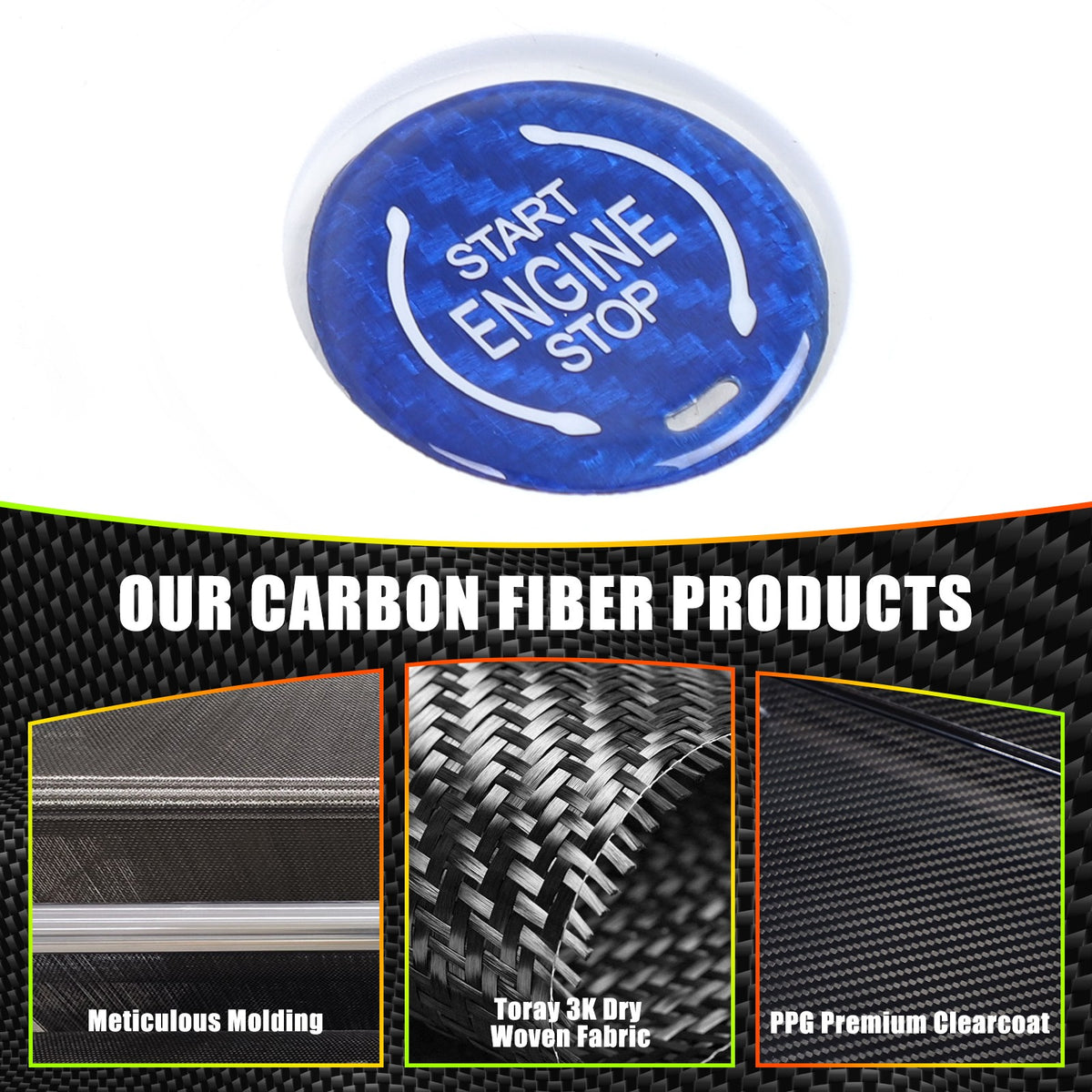 Blue Real Carbon Fiber Full Interior Set Decor Trim Kit for Corvette C8 20-25 - Variants 26-30 13