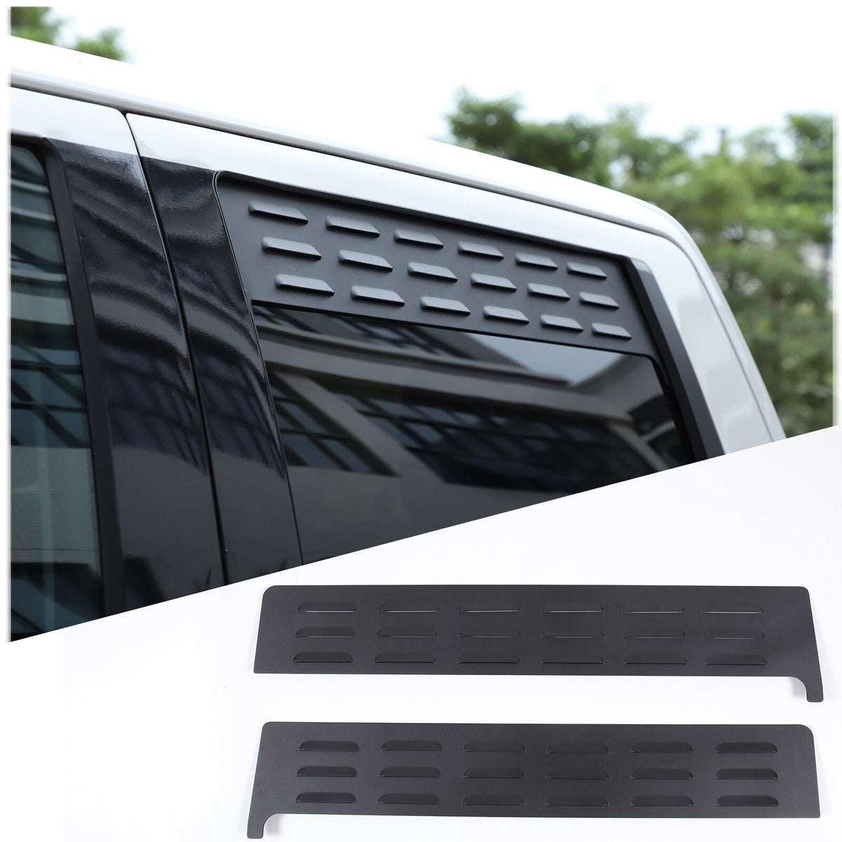 Black Alloy Wagon 2nd Row Door Window Vents Screen For Toyota Tundra 2022-23 US 3