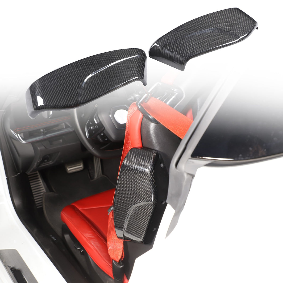 Real Dry Carbon Fiber Seat Side Cover Trim For Corvette C8 2020+ 17