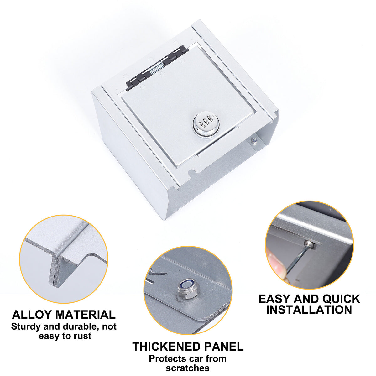 Silver Center Console Safe Armrest Storage Lock Box TRAY For Toyota Tacoma 16-22 22