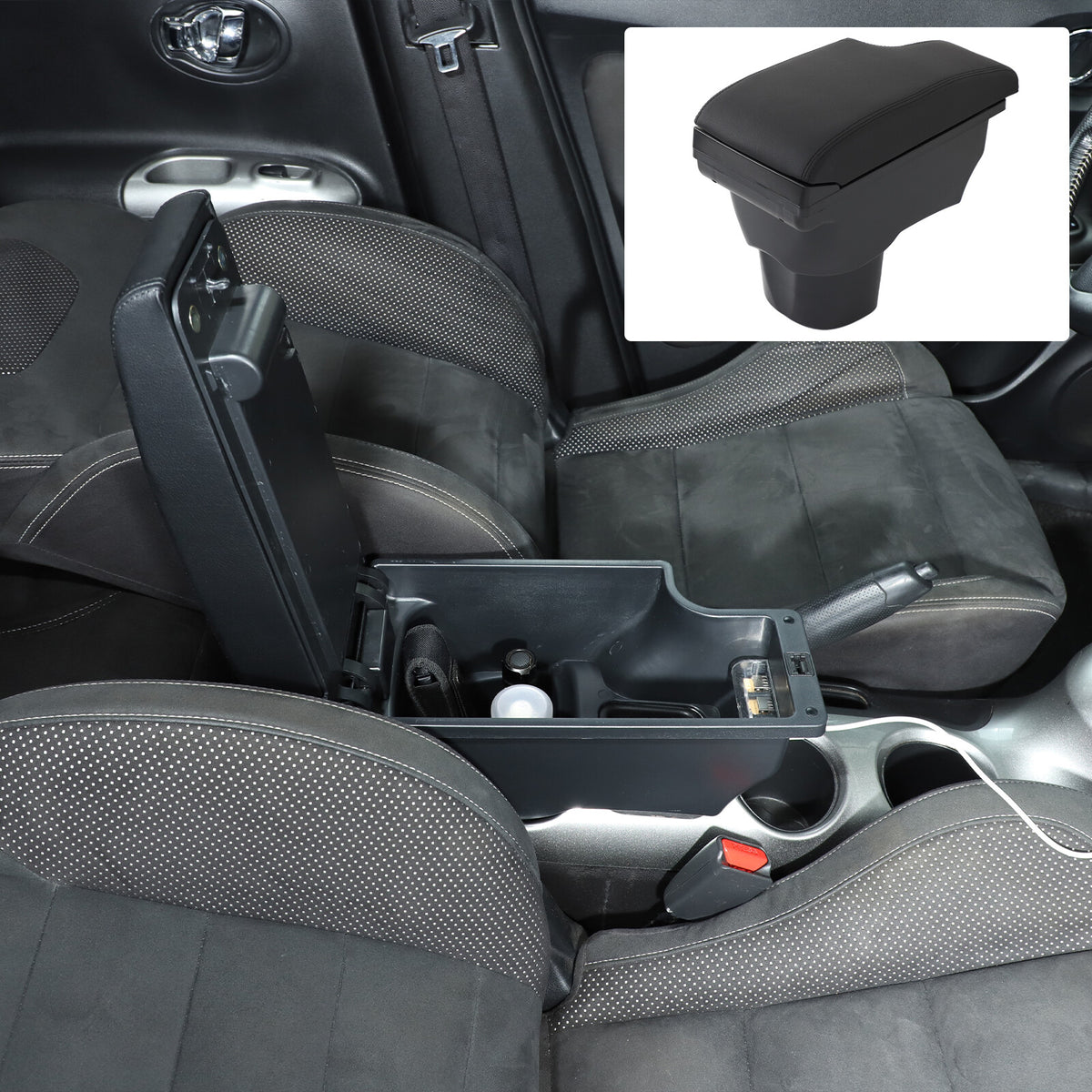 Center Console Armrest Storage Box Black Central Container For Nissan Juke 10-19 16