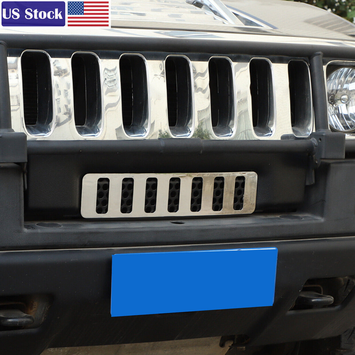 Chrome Front bumper Lower Grille Trim Cover Fit For Hummer H2 SUV SUT 2003-09 US 6