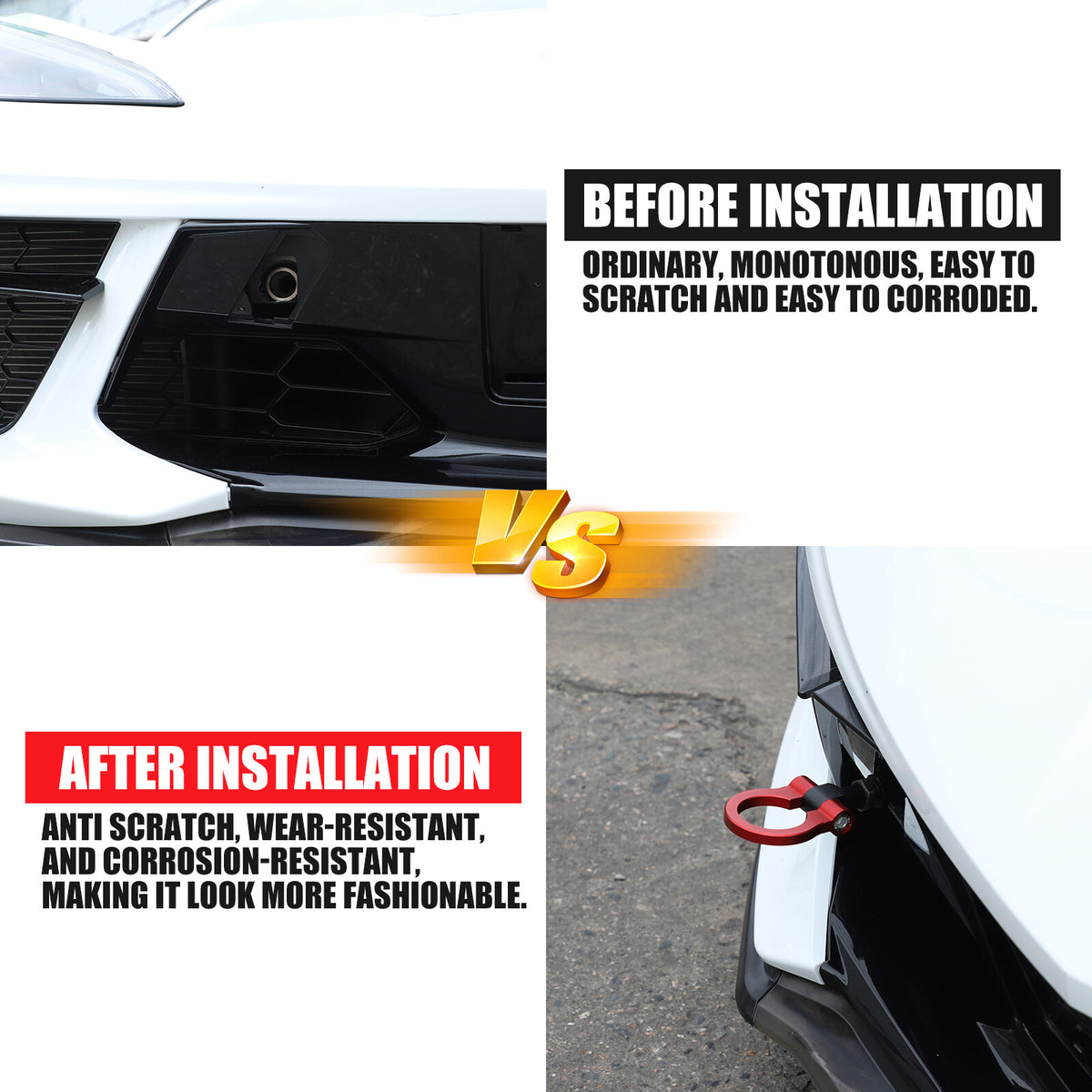 Front Bumper Trailer Track Racing Aluminum Tow Hook Ring For Corvette C8 20+ US 37