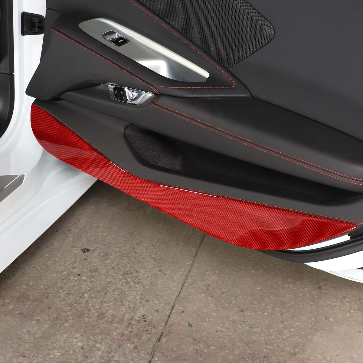 Red Soft Carbon Fiber Interior Decor Trim Kit Cover Set For Corvette C8 20-25 218