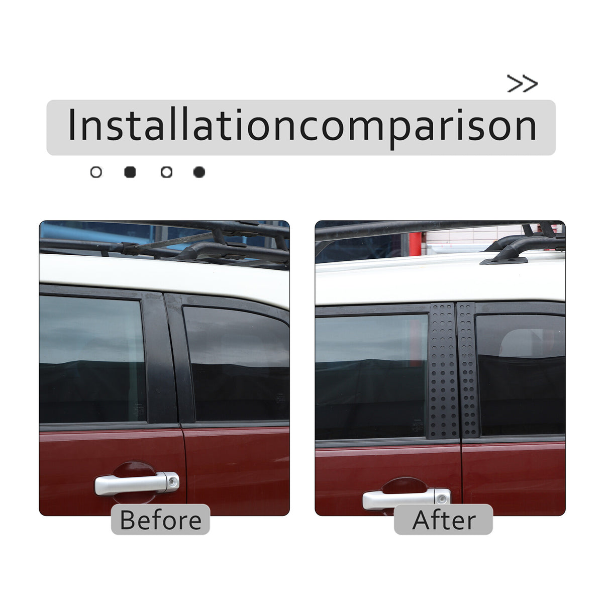 Black Aluminum Alloy Window Center Pillar Trim Panel For Toyota FJ Cruiser 07-21 5