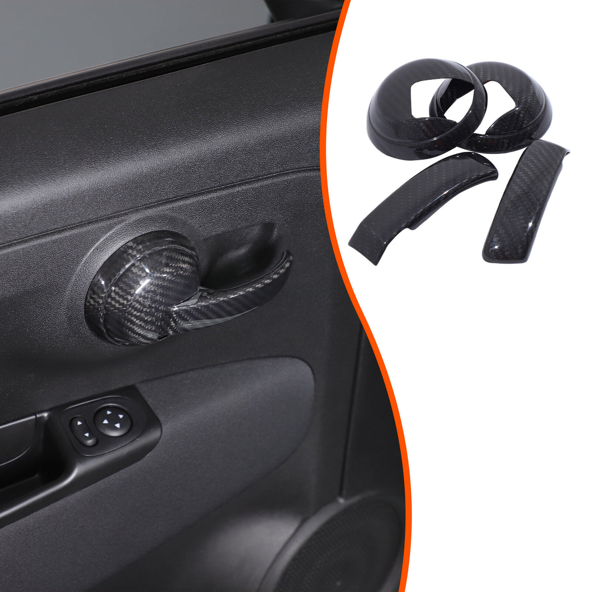 Real Carbon Fiber Interior Door Handle Trim For Fiat 500 Abarth 595 695 2010+ 19