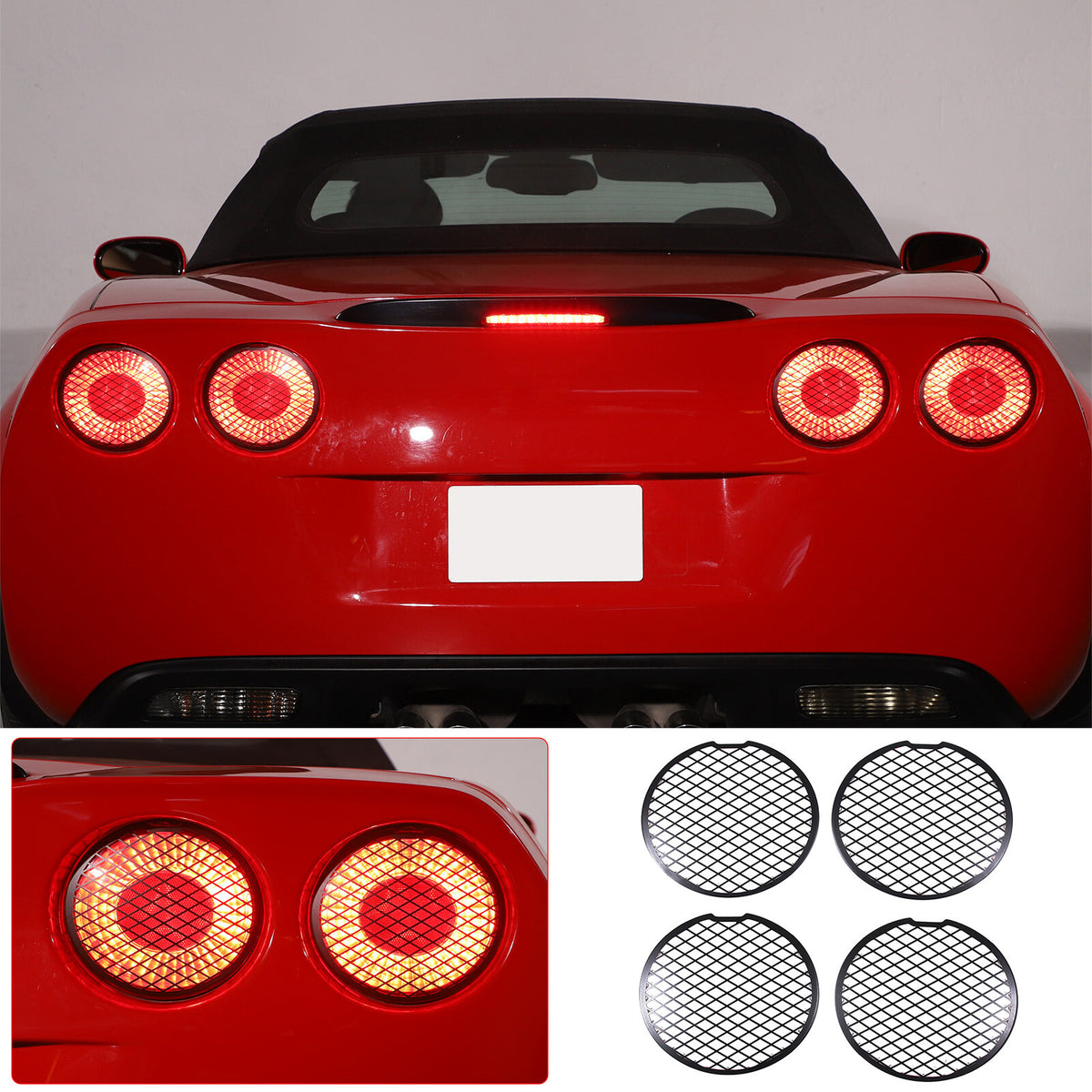 Silver Mesh Steel Rear Tail Light Grille Cover for Corvette C6 GS/Z0/ZR1 2005-13 1