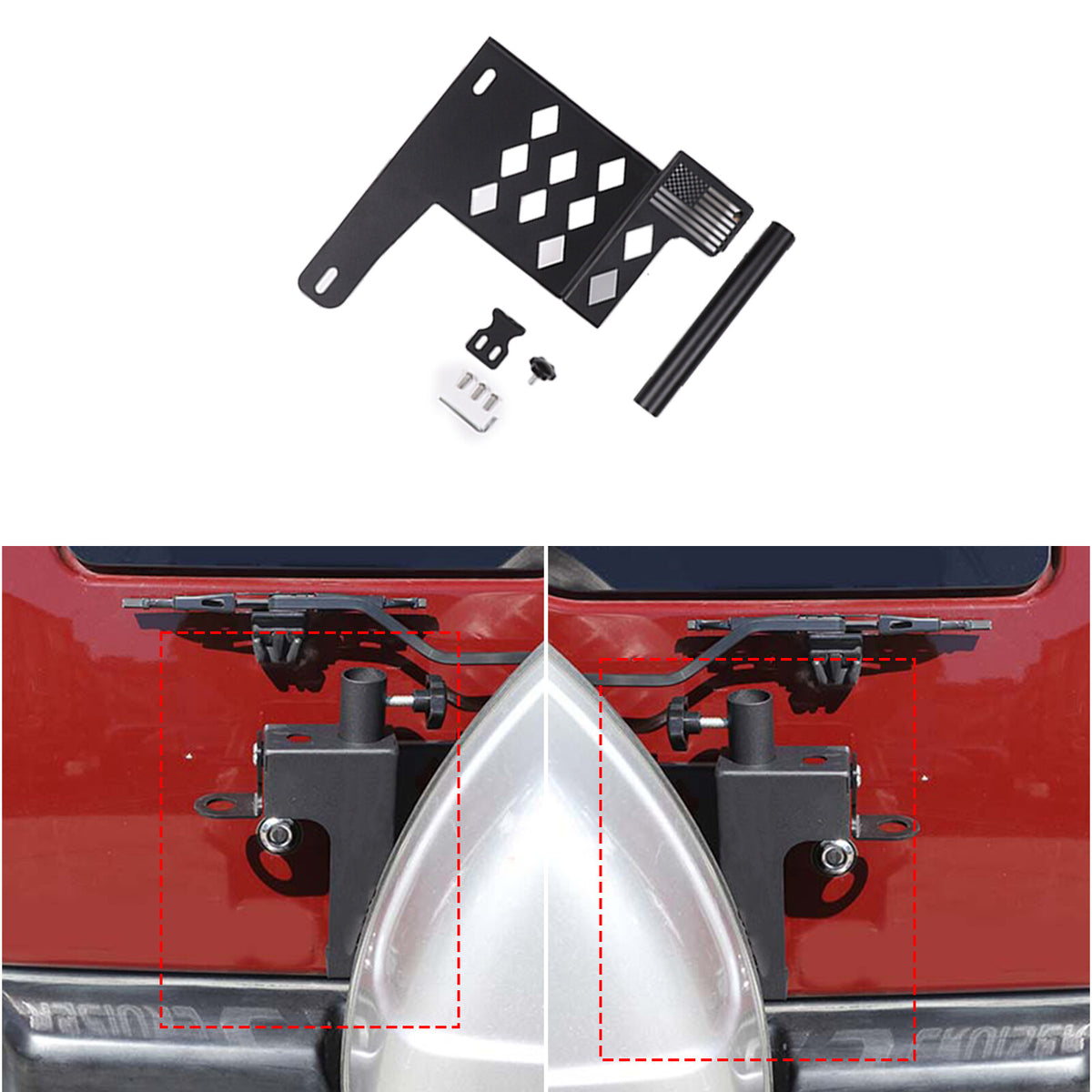 US Flag Tailgate flagpole Antenna Bracket Holder Mount For Toyota FJ Cruiser 07+ 10