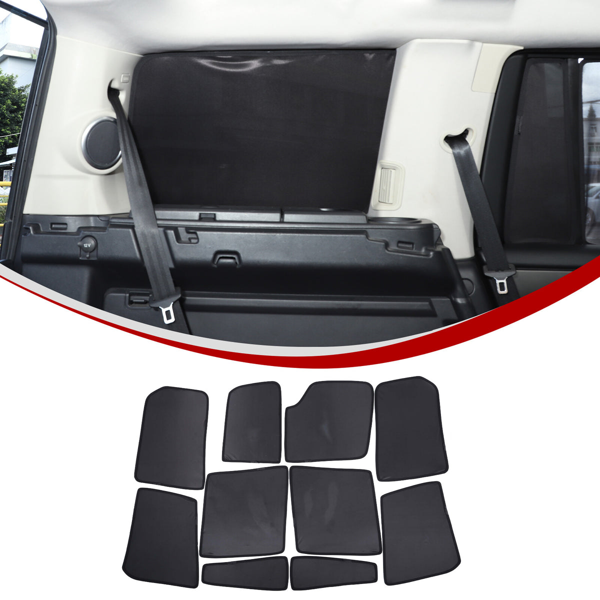 Full Car Window Screen Sun Shade Mesh Cover Windshield For LR Discovery 4 L319 11
