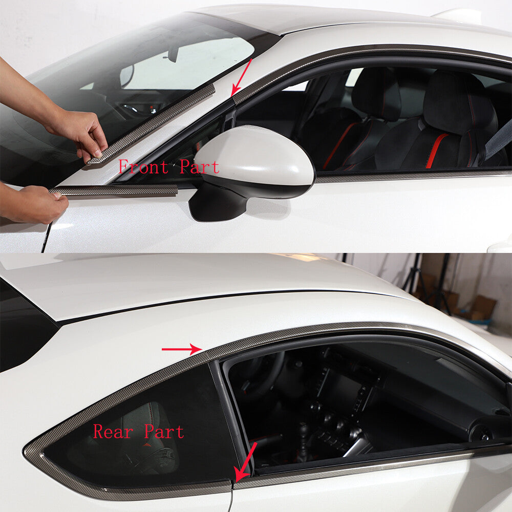 12pcs Steel Carbon fiber Window Strip Cover Trim For Toyota Subaru BRZ 2022-2023 2