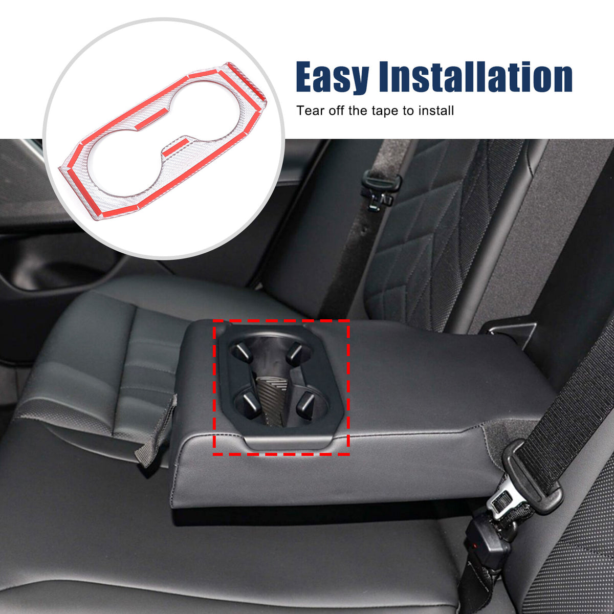 Red Carbon Fiber Armrest Box Rear Cup Holder Cover For BMW 5 Series G60 i5 2024+ 7