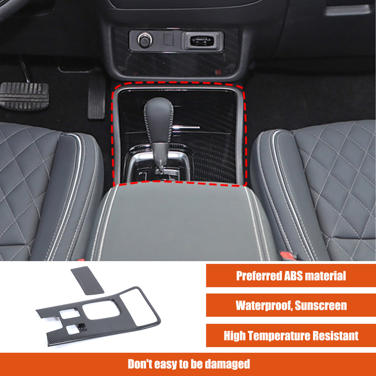 ABS Carbon Center Console Gear Shift Panel Trim For Mitsubishi Outlander 19-22 14