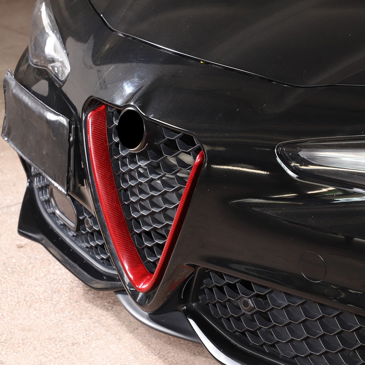 Red Real Carbon Fiber Grille V-Shape Trim Frame For Alfa Romeo Giulia 2017+ US 5