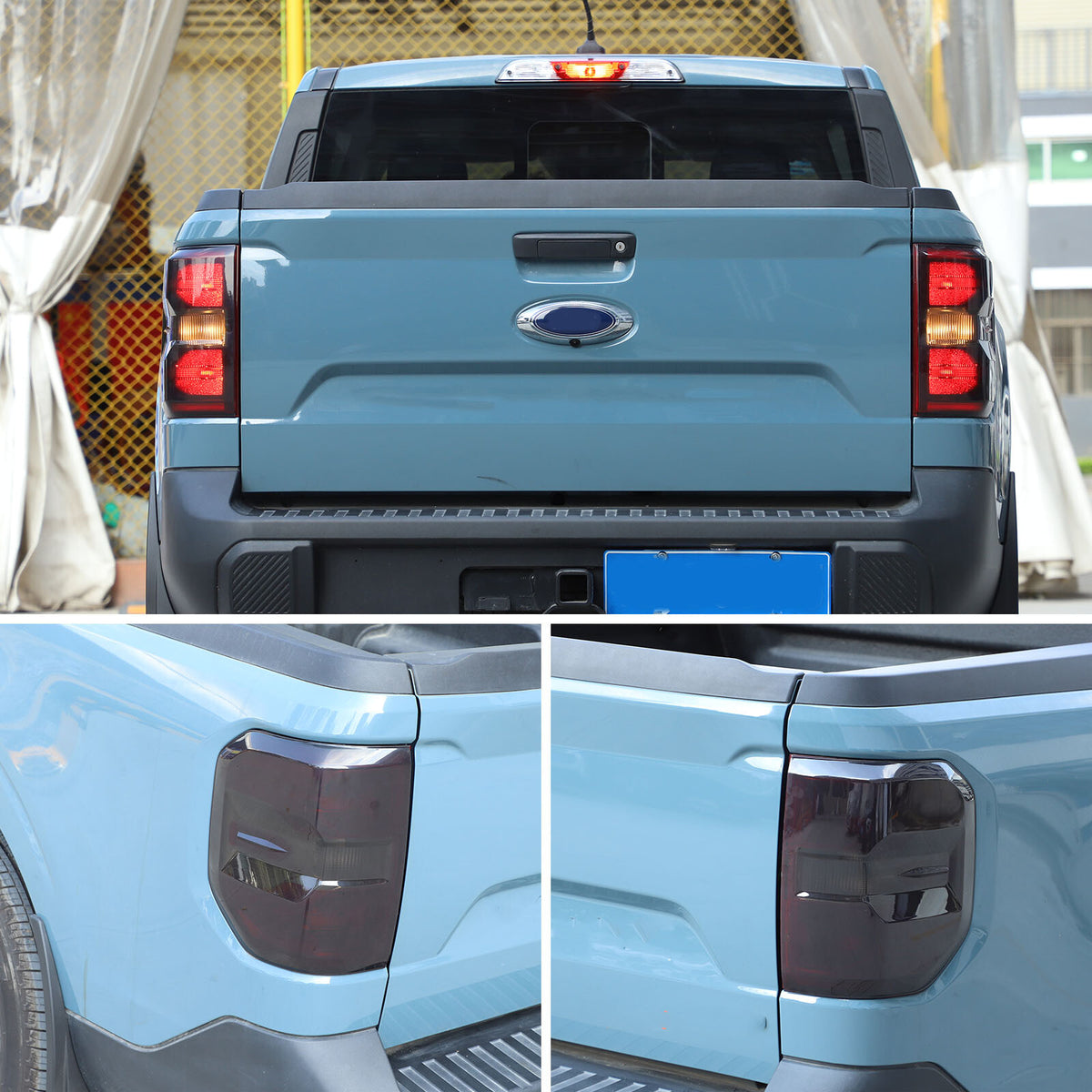 Smoked Black Rear Tail Light Guard Cover Trim Bezel For Ford Maverick 2022-2024 11
