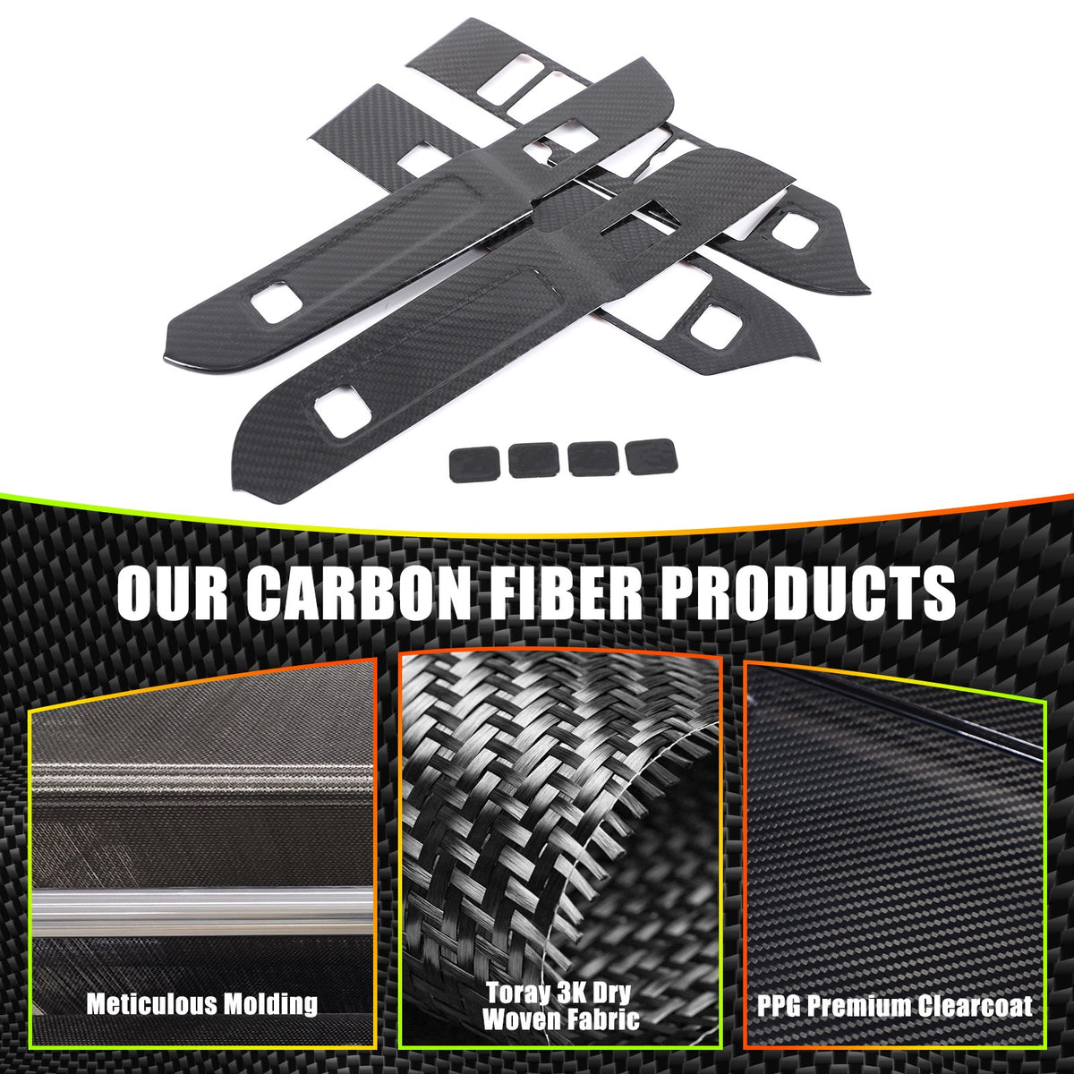 Real Carbon Fiber Window Lift Switch Trim For Land Rover Defender 110 L663 20-23 3