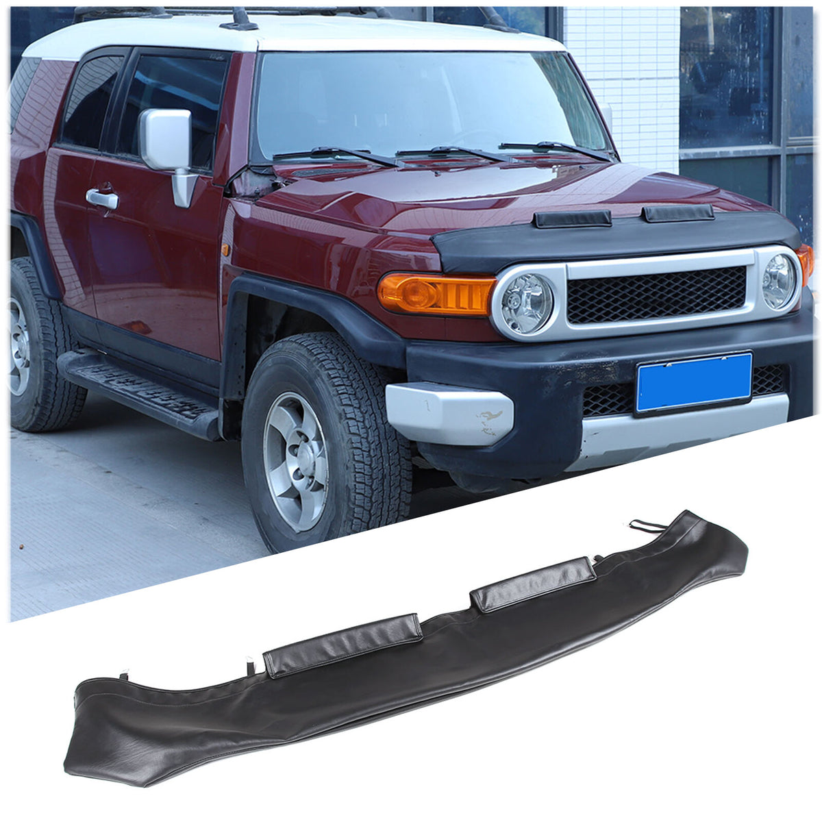 Front Leather Hood Cover Protector Bra Trim For Toyota FJ Cruiser 2007-21 4