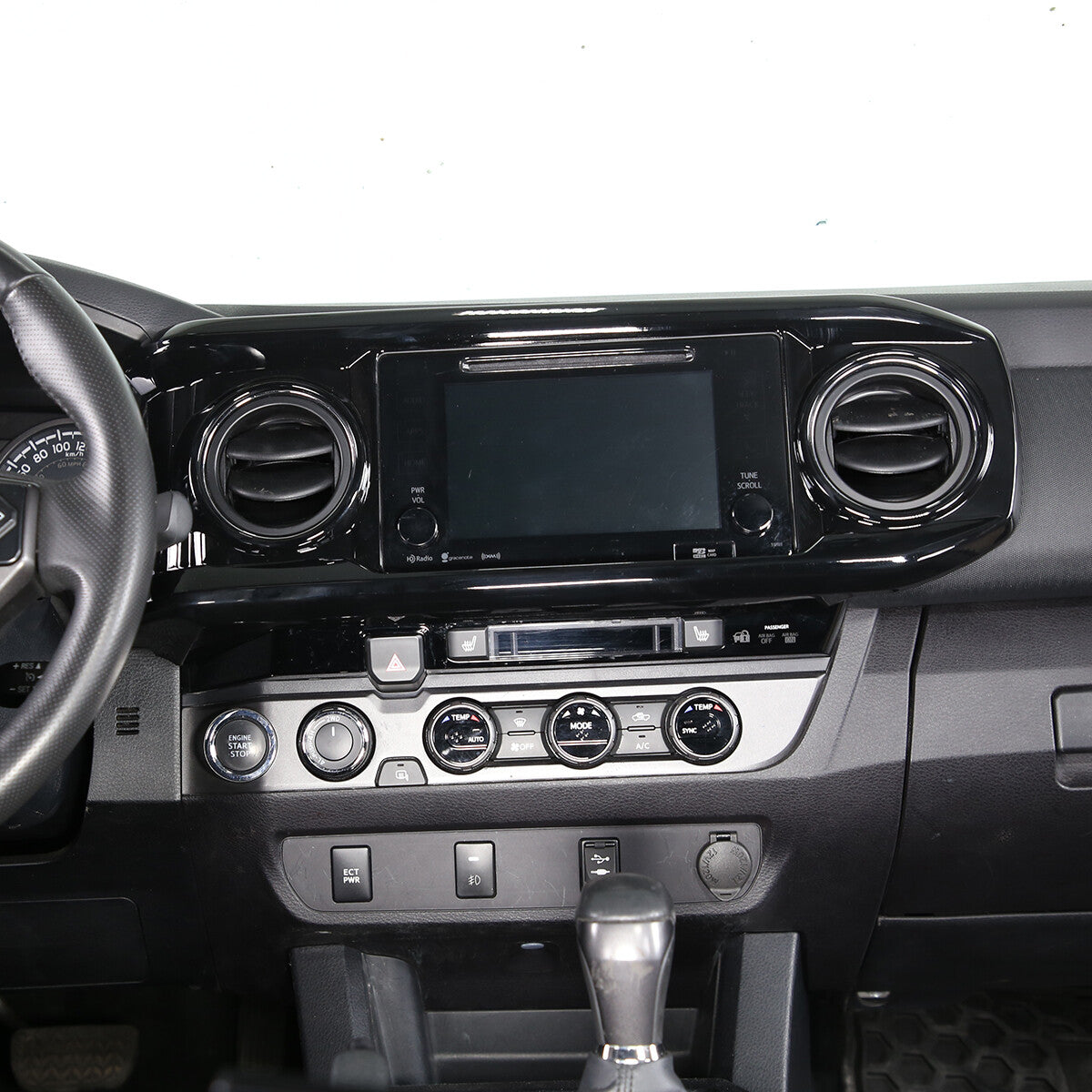 ABS All Black Dashboard Air Vent Outlet Trim Cover For Toyota Tacoma 2016-23 4