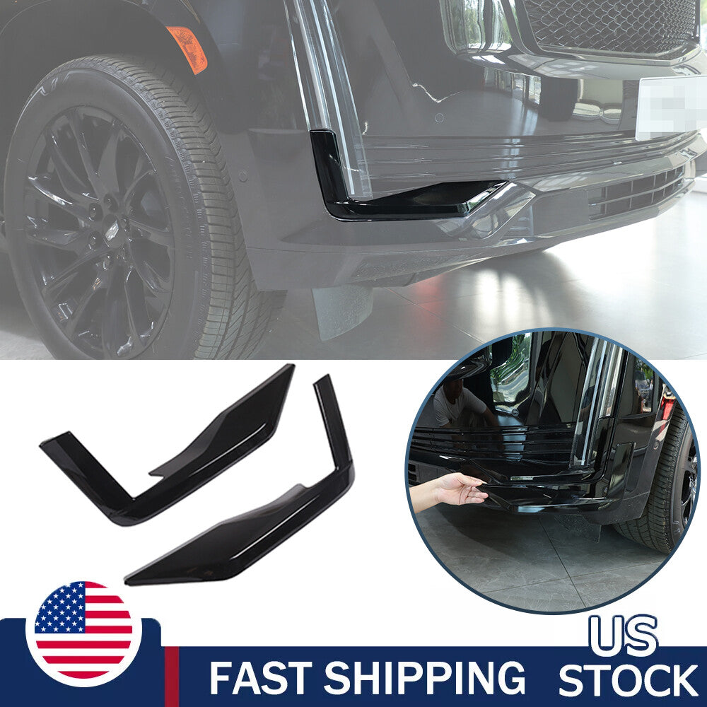 Glossy Black Front Headlight Trim Cover For Cadillac Escalade 2021-23 US 1