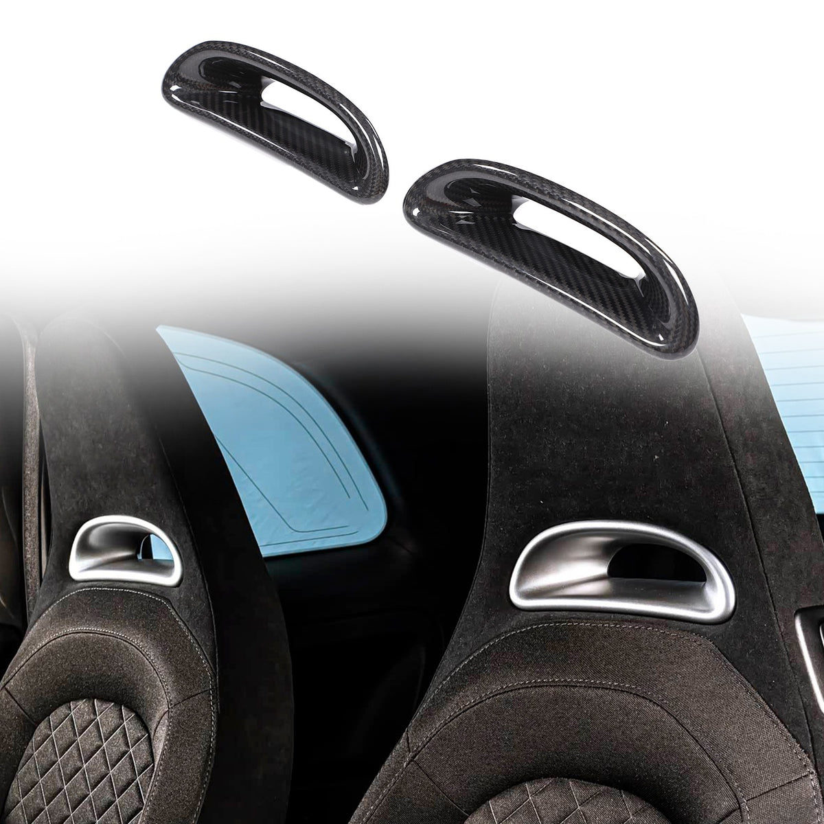 Real Carbon Fiber Front Seat Back Cover For Fiat 500 Abarth 595 2016-2024 14