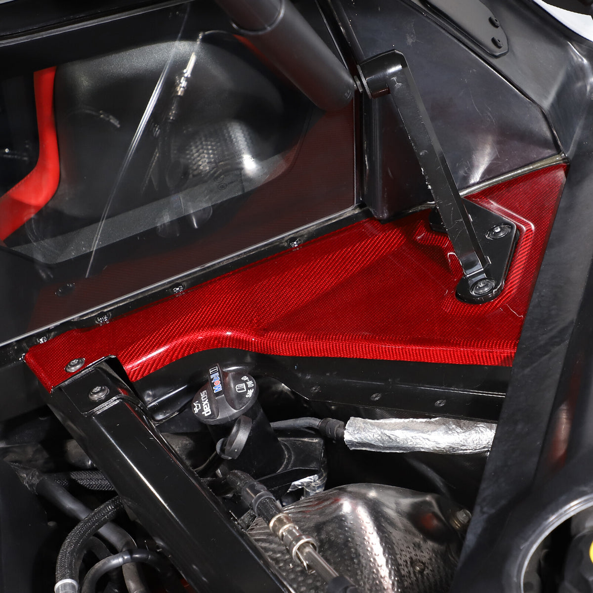 Red Real Carbon fiber Front Hood Lift Support Corner Cover For Corvette C8 20-26 8