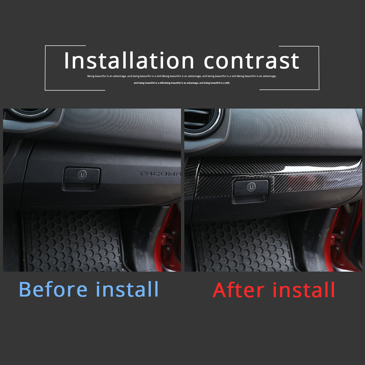Real Carbon Fiber Co-pilot Central Control Panel Trim For Toyota Tacoma 15-20 5