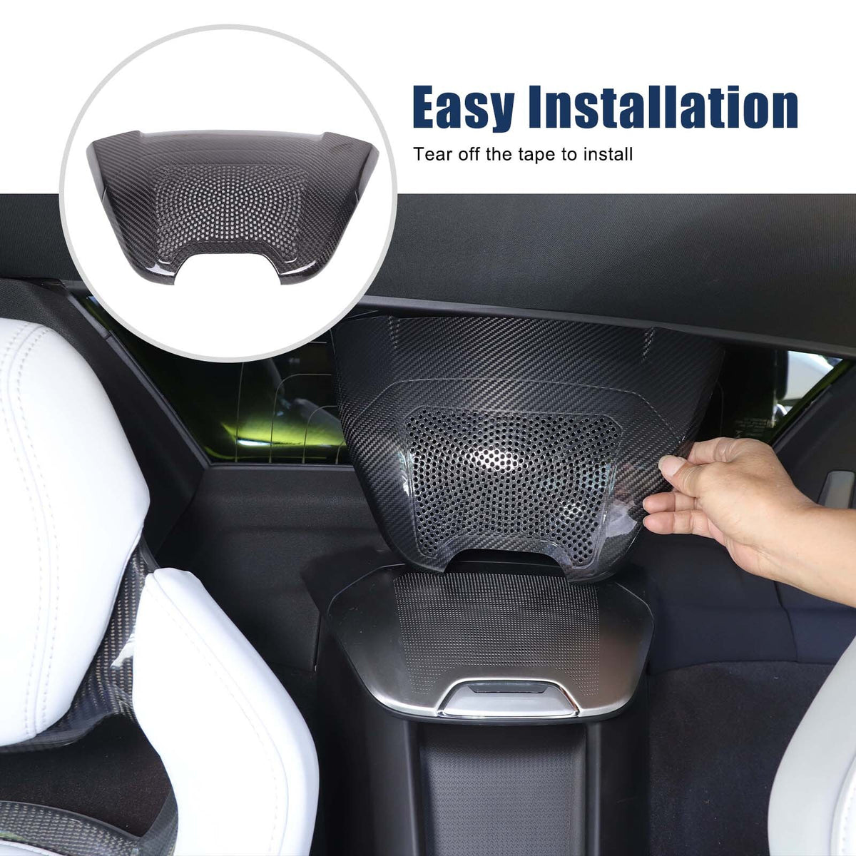 Real Carbon Fiber Rear Charger Speaker Cover Trim For Corvette C8 Convertible 6