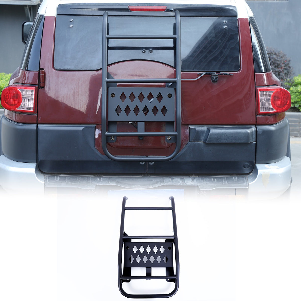 Black Carbon Steel Rear Trunk Middle Tail Ladder For Toyota FJ Cruiser 2007-2021 24