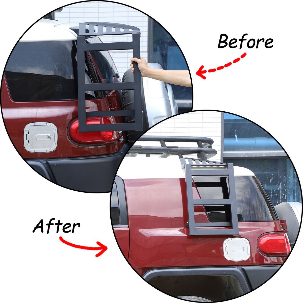 Left Side Window Step Ladder Roof Rack Access for Toyota FJ Cruiser 2007-2021 7
