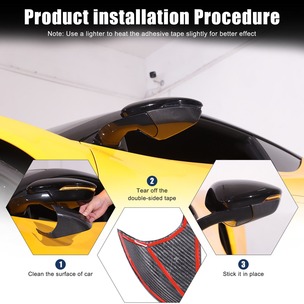 Real Carbon Fiber Exterior Rearview Mirror Base Trim For Lotus Emira 21-23 US 3