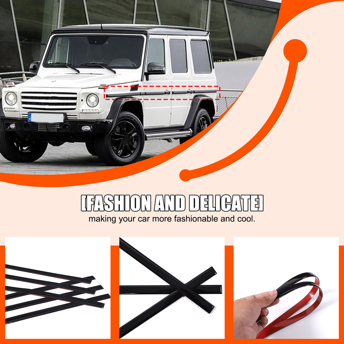 Piano Black Side Door Body Trim For Benz G Class W463 G350 G55 G63 2007-18 16