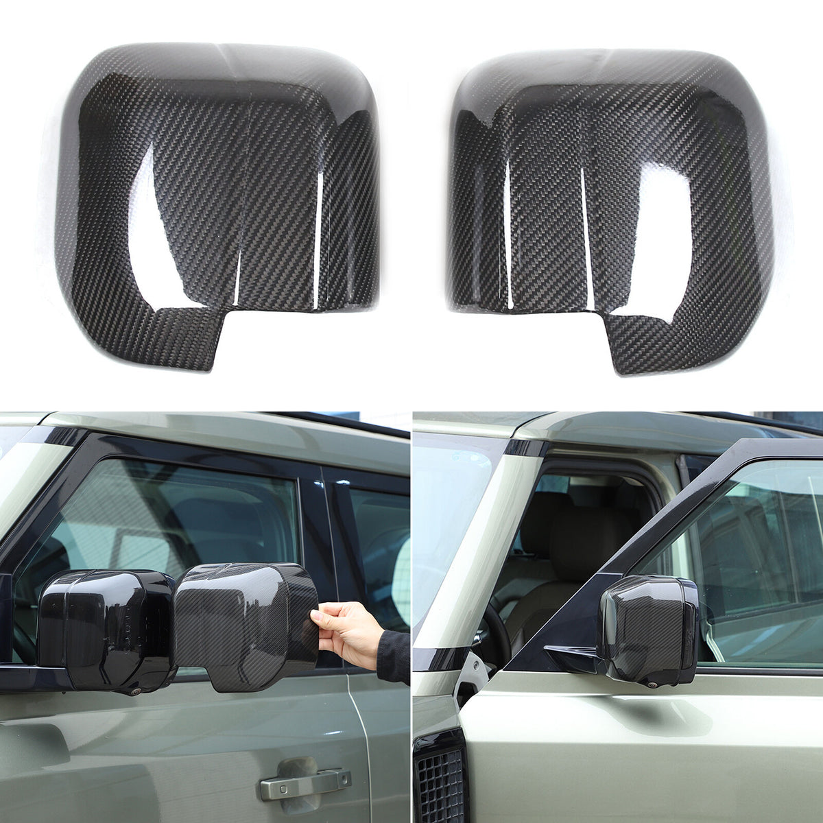 Real Carbon Fiber Rearview Mirror Cover Trim For Land Rover Defender L663 20-25 11