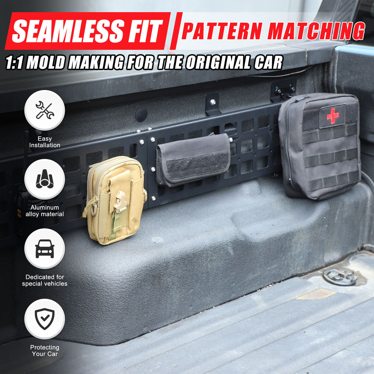 Left Side Storage Molle Panel Metal Trunk Bed Storage for Ford Maverick 22-24 17