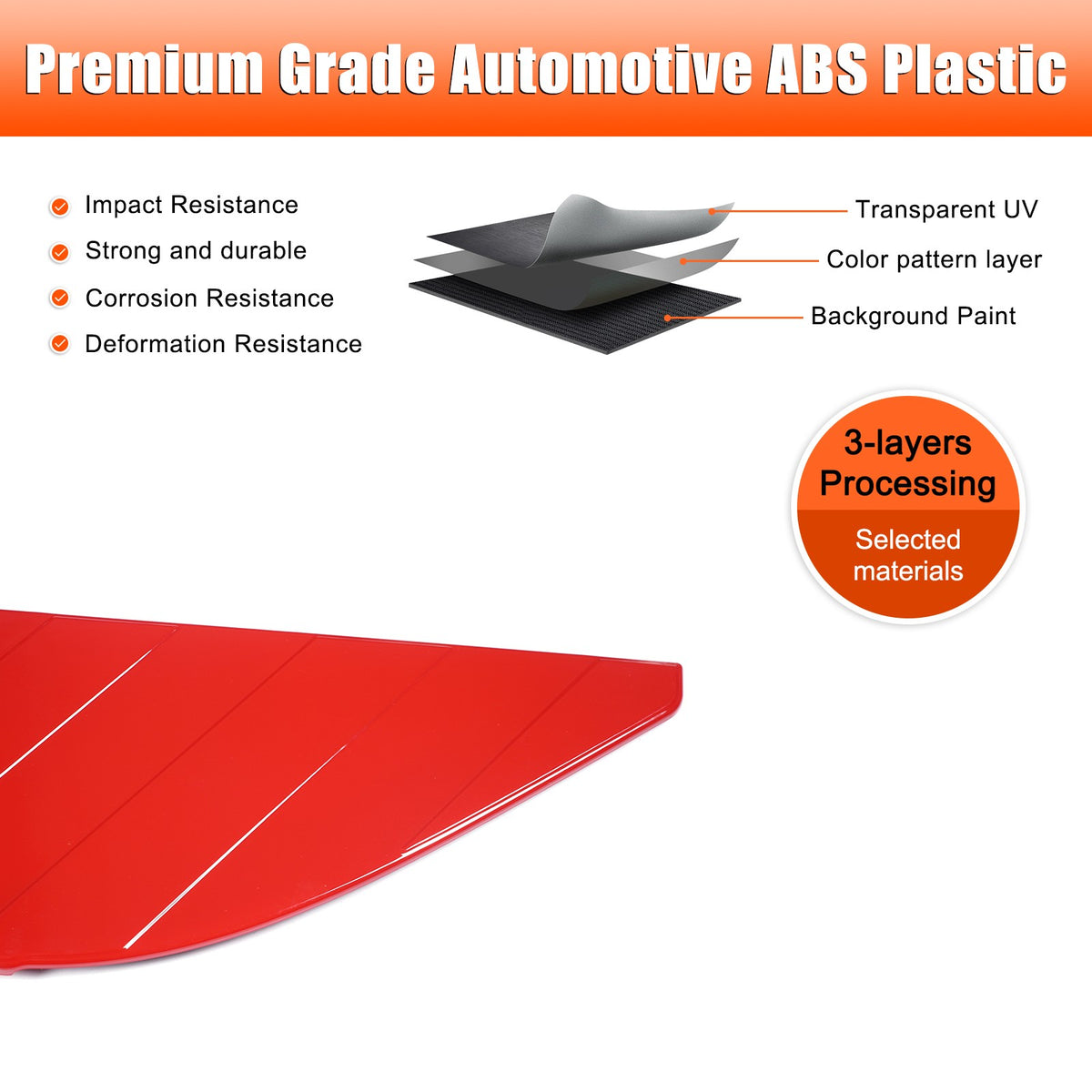 ABS Sport Red Rear Hood Wash Waterproof Cover For Corvette C8 2020+ 16