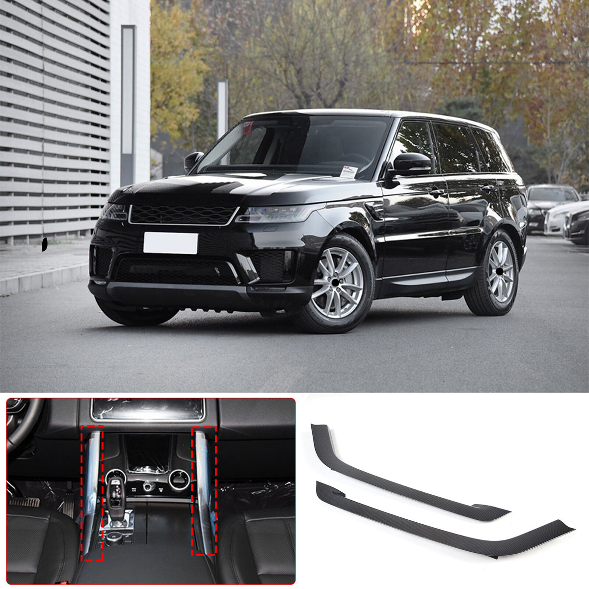 Carbon Fiber ABS Console Side Trim Strip For LR Range Rover Sport L494 18-22 3