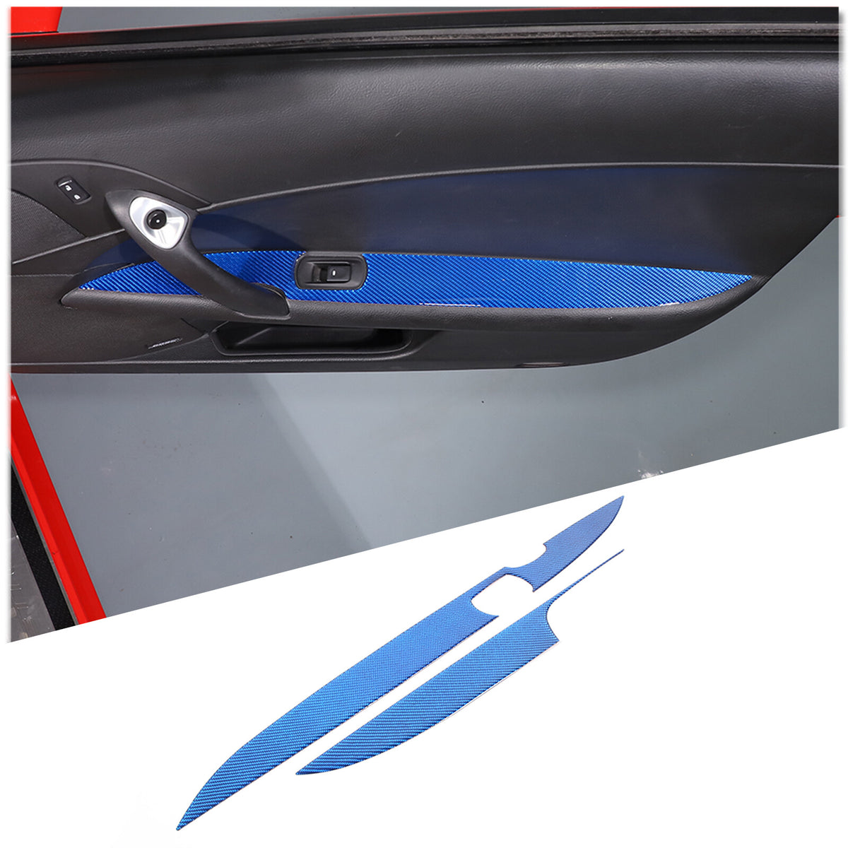 Blue Carbon Fiber Door Armrest Trim Panel For Corvette C6 2005-2013 2