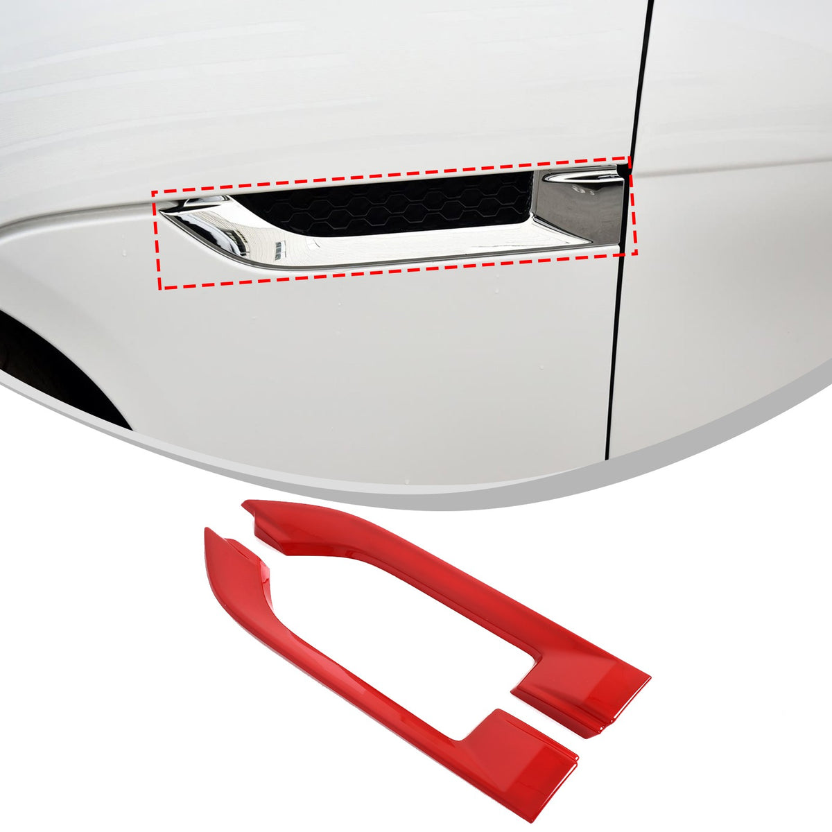 Sport Red ABS Side Fender Vent Frame Trim For Jaguar F-TYPE X152 2013-2020 2