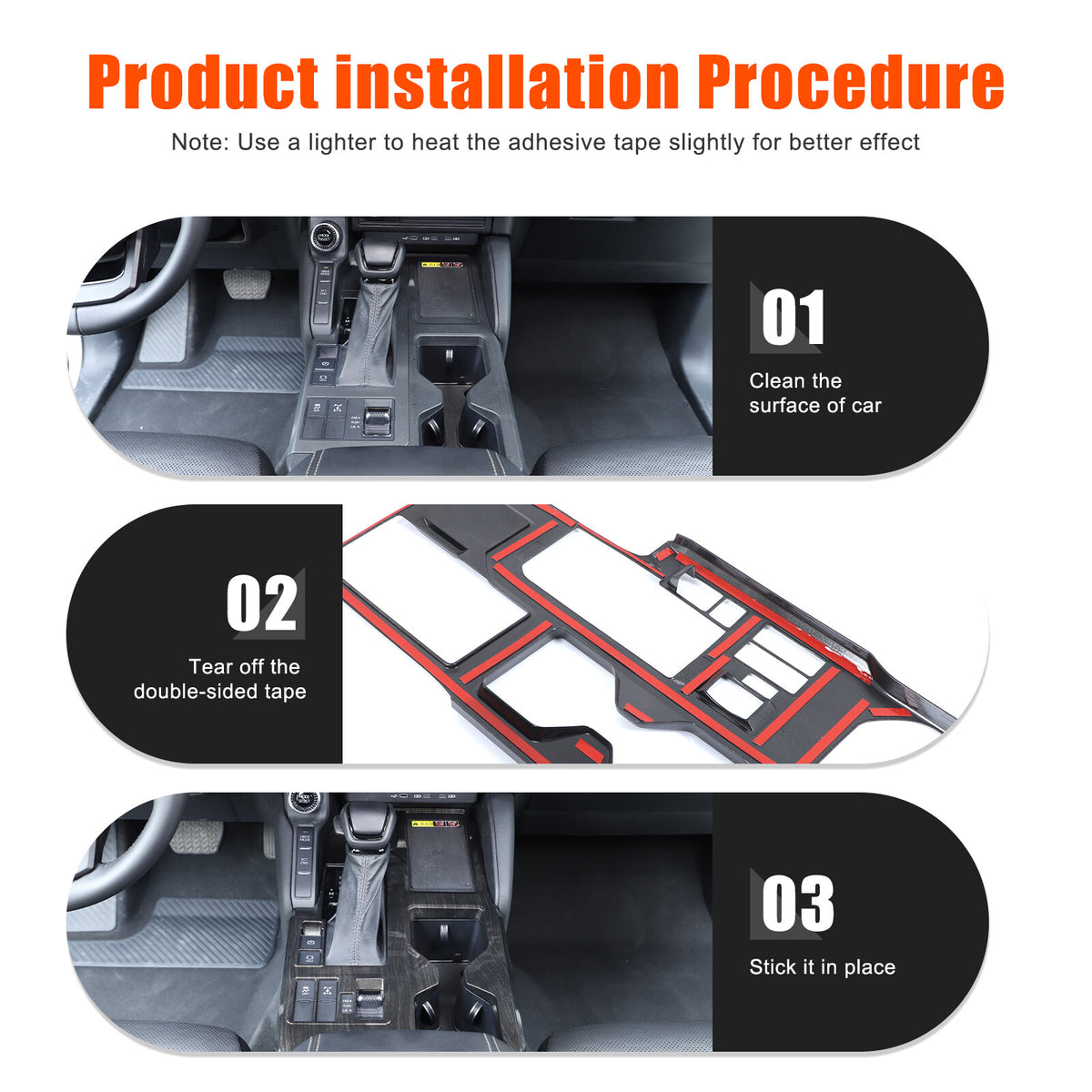 Black Wood Grain Center Console Gear Shift Panel Trim for Toyota Prado LC250 24+ 5
