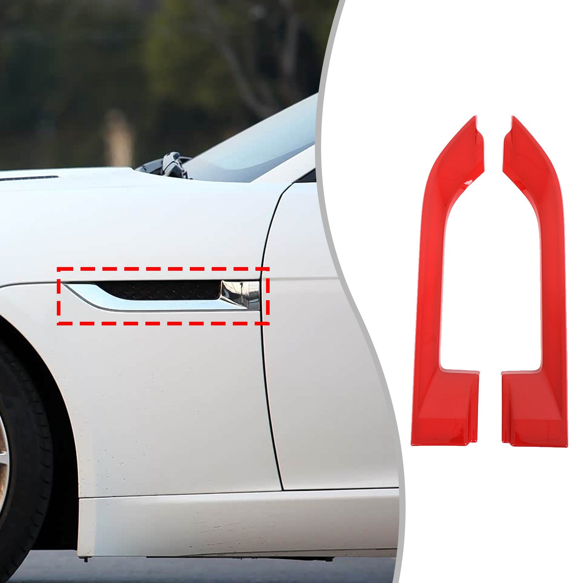 Sport Red ABS Side Fender Vent Frame Trim For Jaguar F-TYPE X152 2013-2020 17