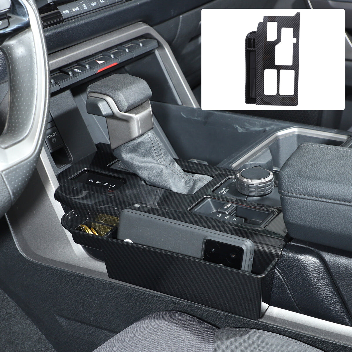 Carbon Center Console Gear Shift Panel Storage Box For Toyota Tundra/Sequoia 22+ 22