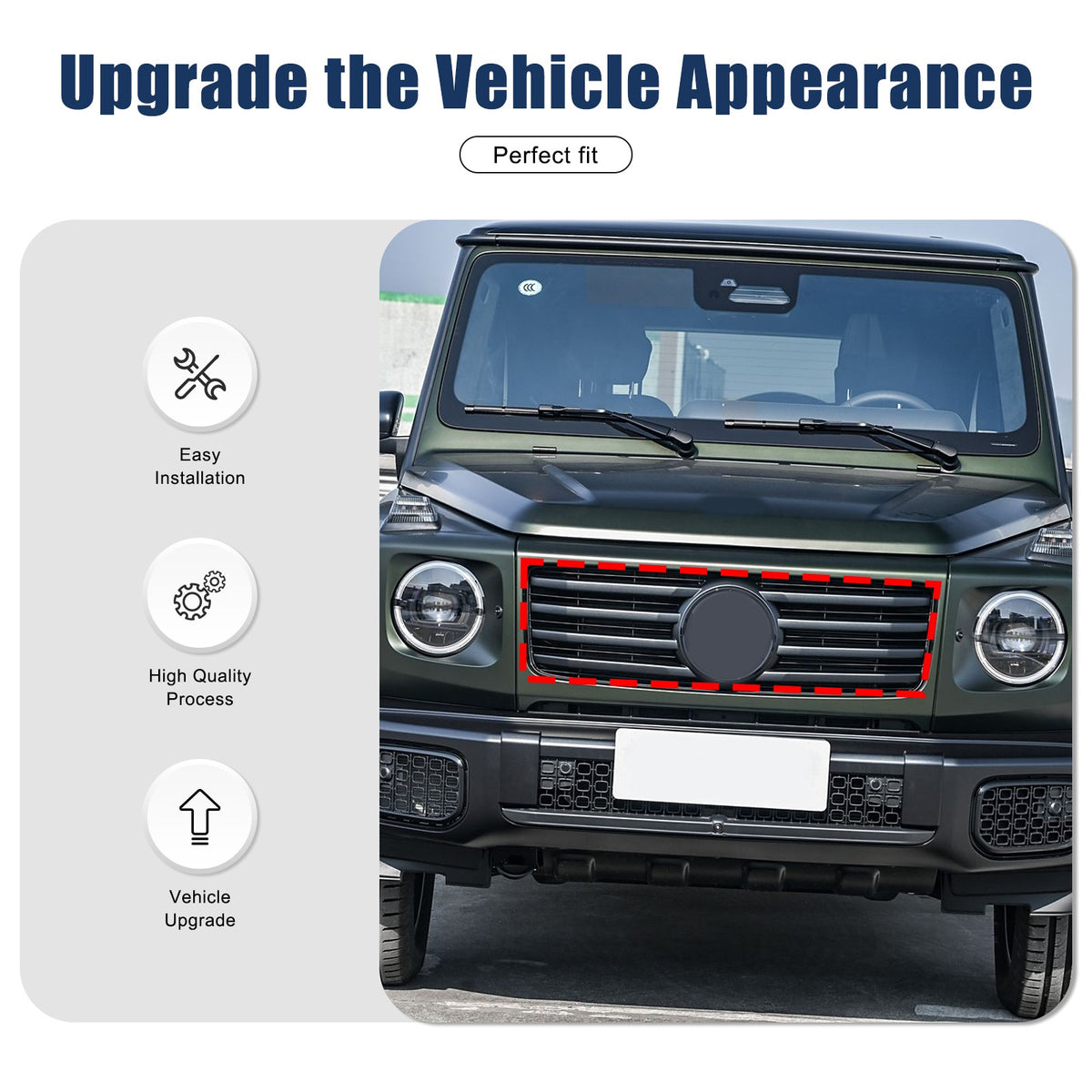 Real Carbon Fiber Front Bumper Grille Trim Kit For Benz G-Class G550 W465 2025+ 6