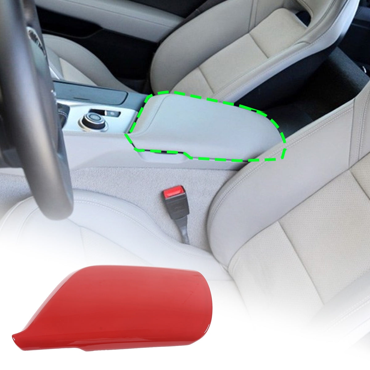 Red ABS Center Console Armrest Box Cover Trim For Corvette C7 2014-19 US 4