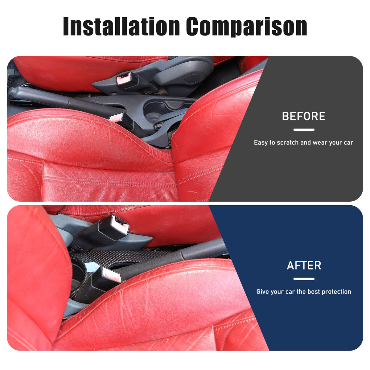 Real Carbon Fiber Handbrake & Cup Holder Panel Trim For Fiat 500 312 2007-2015 19