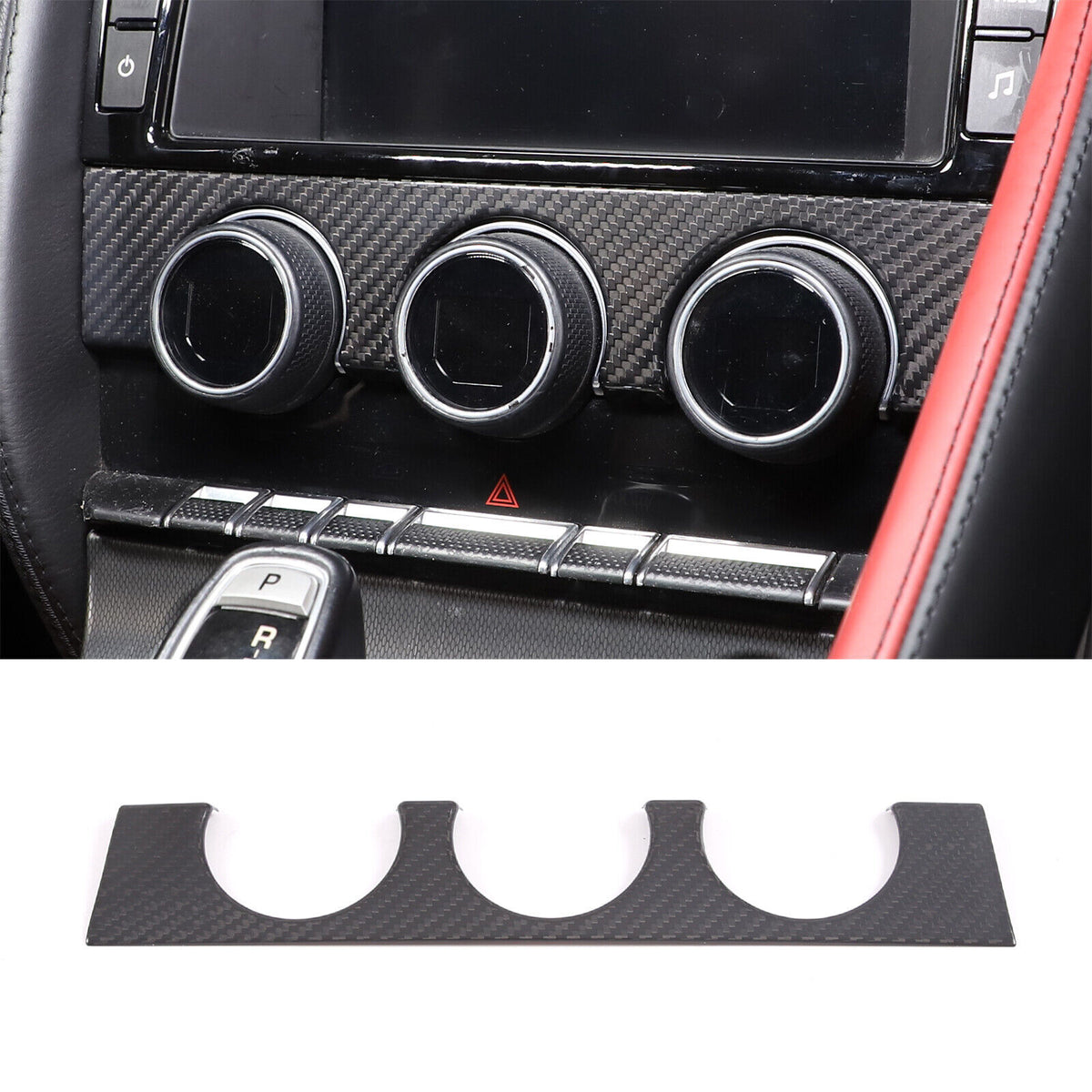Real Carbon Fiber Interior Center Trim Cover Set Kit For Jaguar F-TYPE 2013-24 9
