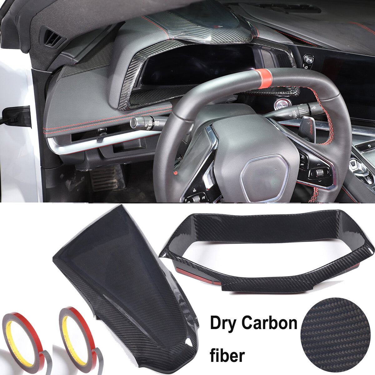 Carbon Fiber For Corvette C8 Z51 2020-23 Dashboard Instrument Upper Panel Cover 2