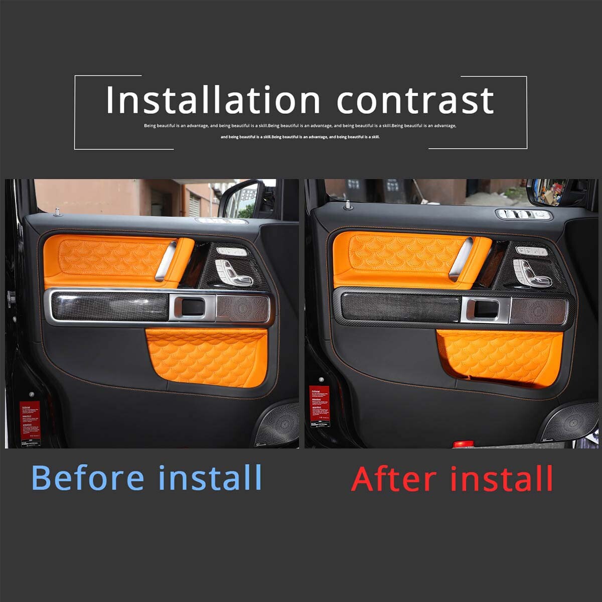 Matte Black Interior Inner Door Frame Cover Trim For Mercedes Benz G Class 19-20 3